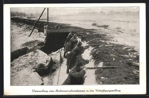 AK Umwandlung eines Hochwasserschutzdammes in eine Verteidigungsstellung