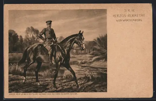 Künstler-AK Herzog von Württemberg zu Pferd