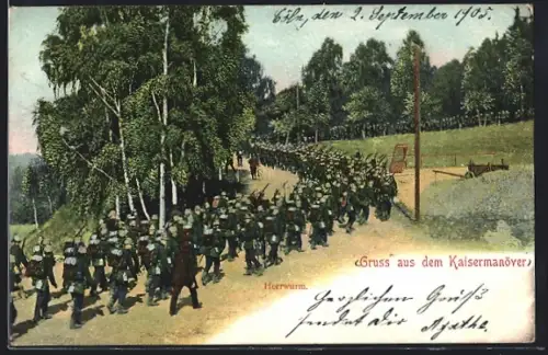 AK Deutsches Heer, Infanterie marschiert beim Kaisermanöver