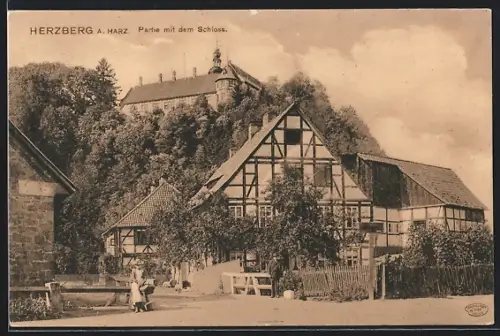 AK Herzberg a. Harz, Partie mit dem Schloss