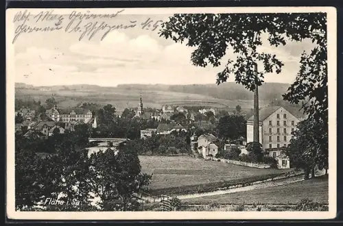 AK Flöha i. Sa., Ortspanorama mit Kirche