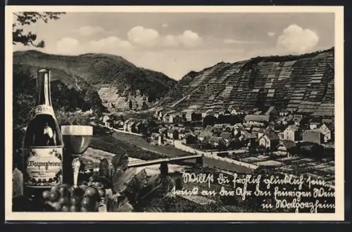 AK Walporzheim, Weinberge, Ortsansicht mit Fluss