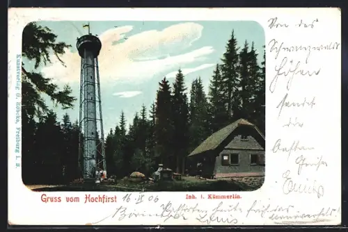 AK Saig, Gasthaus Hochfirst mit Aussichtsturm, Inh. I. Kümmerlin
