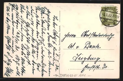 AK Rastatt, Strasse am Grün