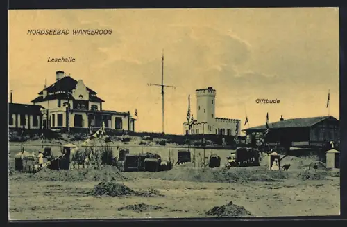 AK Wangeroog, Lesehalle und Cafe Giftbude vom Strand aus