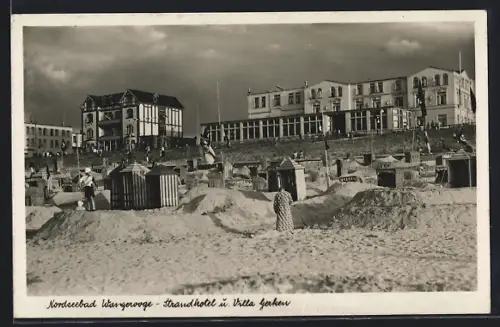 AK Wangerooge, Strandhotel u. Villa Gerken, Strand mit Strandkörben