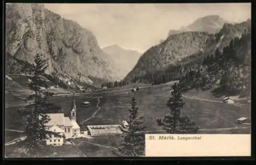 AK St. Maria / Langenthal, Blick auf die Kirche und ins Tal