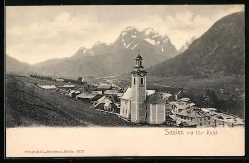 AK Sexten, Ortsansicht mit 12er Kofel