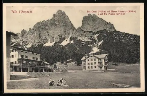 AK Ampezzotal, Tre Croci mit Monte Cristallo und Piz Popens