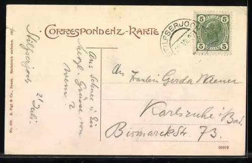 AK Franzenshöhe, Ortspartie mit Ortler