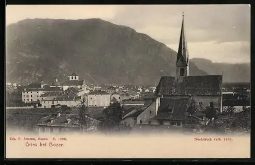 AK Gries bei Bozen, Teilansicht mit Kirche