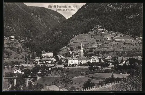 AK Rio di Pusteria /Bolzano, Panorama mit Kirche