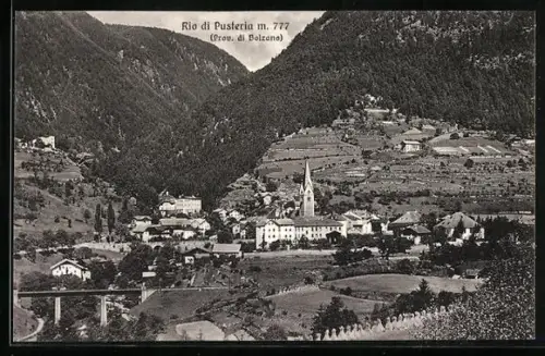 AK Rio di Pusteria /Bolzano, Panorama mit Kirche