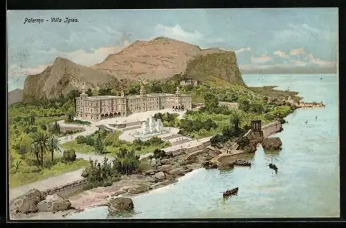 AK Palermo, Villa Jgiea aus der Vogelschau