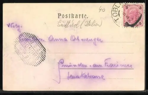 AK Toblach, Hotel Toblach mit Gebirge