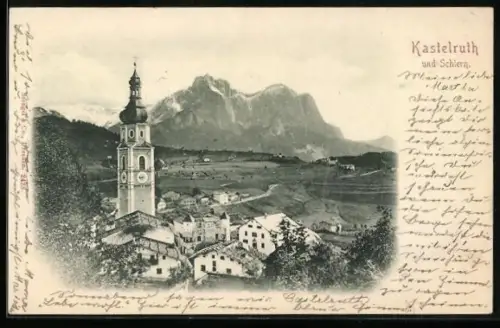 AK Kastelruth, Panorama mit Schlern