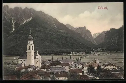 AK Dobbiaco / Toblach, Ortsansicht mit Eingang in das Ampezzotal