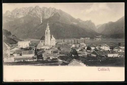 AK Toblach, Ortsansicht mit Kirche