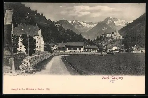 AK Sand-Taufers, Ortspartie mit Alpenpanorama