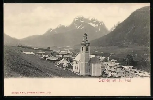 AK Sexten, Ortsansicht mit 12 er Kofel