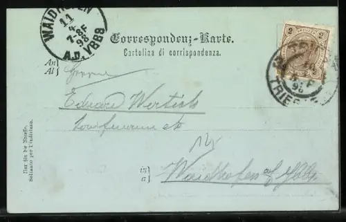 Mondschein-AK Trieste, Molo S. Carlo