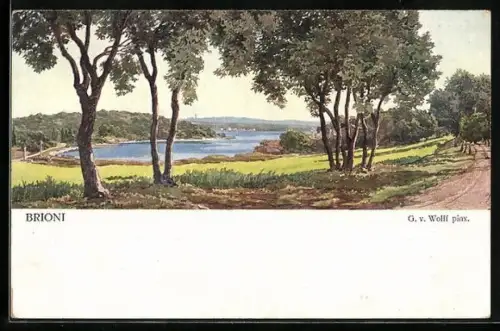 Künstler-AK Brioni, Val Catena, Panorama