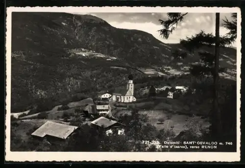AK St. Oswald, Ortsansicht mit Kirche