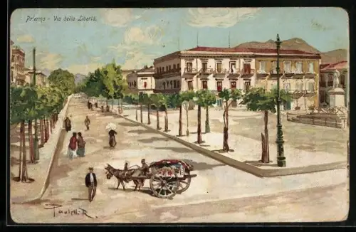 Künstler-AK Palermo, Via della Liberta