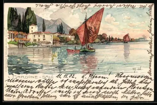 Künstler-AK Manuel Wielandt: Salo, Ortspanorama