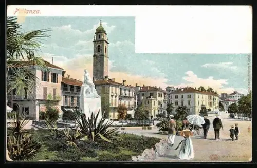 AK Pallanza, Monument Carlo Cadorna, mit Leuten