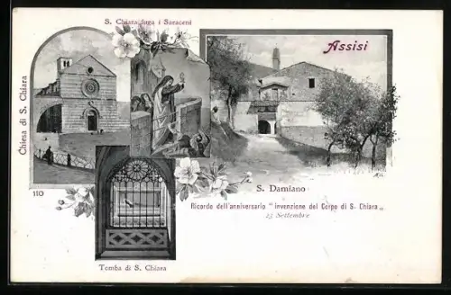 AK Assisi, S. Chiara fuga i Saraceni, S. Damiano, Tomba di S. Chiara