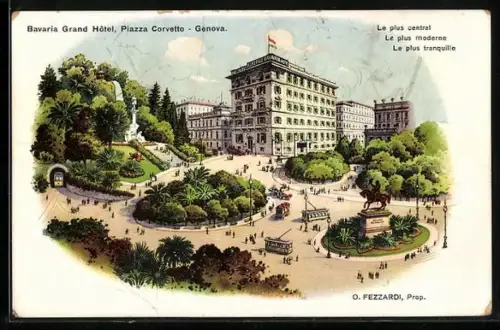 Lithographie Genova, Bavaria Grand Hotel, Piazza Corvetto