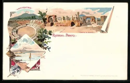 Künstler-AK Pompei, Anfiteatro, Tempio di Giove