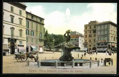 AK Roma, Piazza Barberini e Fontana del Tritone