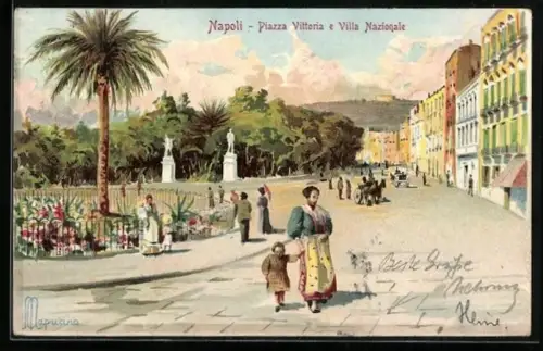Lithographie Napoli, Piazza Vittoria e Villa Nazionale, Mapuano