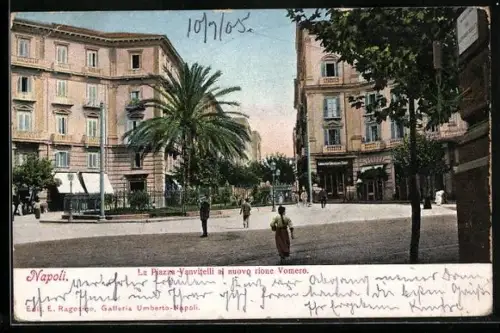 AK Napoli, La Piazza Vanvitelli al nuovo rione Vomero