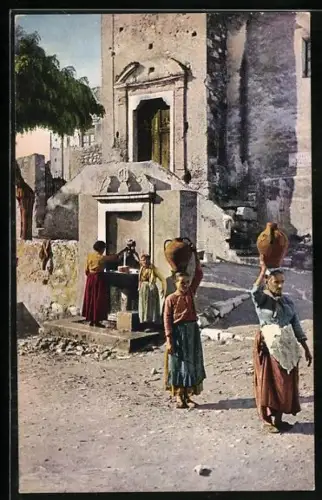 AK Taormina, Portatrici d`acqua mit Wasserträger