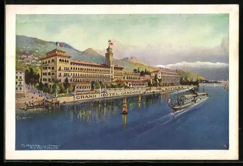 Künstler-AK Gardone-Riviera, Grand Hotel