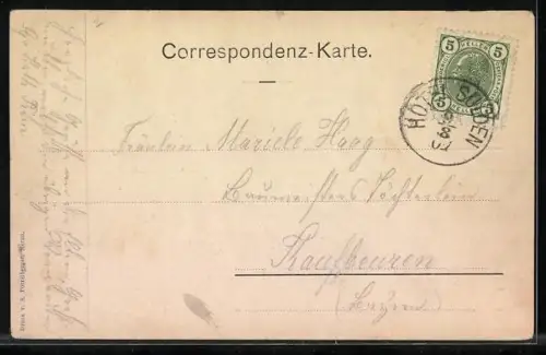 Künstler-AK Edward Theodore Compton: Sulden, Hotel an belebter Strasse mit Blick auf die Berge