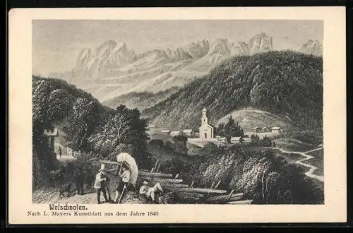 AK Welschnhofen, nach L. Mayers Kunstblatt aus dem Jahre 1840