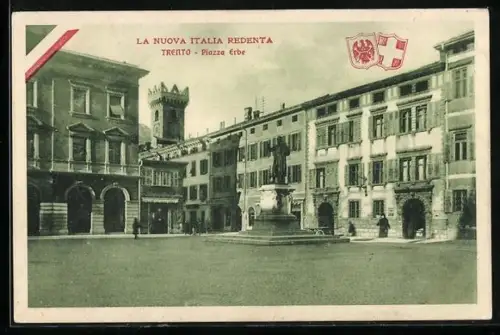 AK Trento, Piazza Erbe mit Denkmal