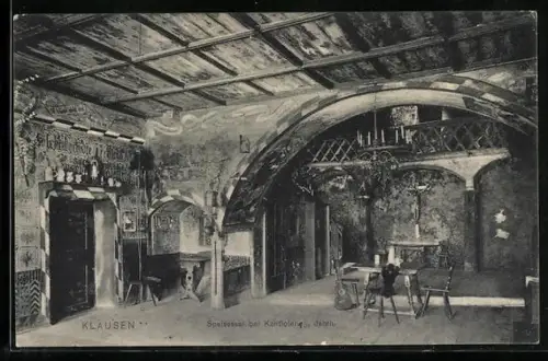 AK Klausen, Speisesaal bei Kantioler aus dem 15. Jahrhundert