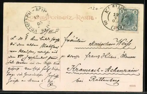 AK Klausen, Speisesaal bei Kantioler aus dem 15. Jahrhundert