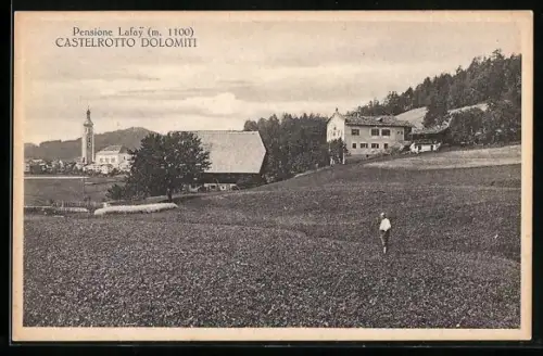 AK Kastelruth, Teilansicht mit Pension Lafay
