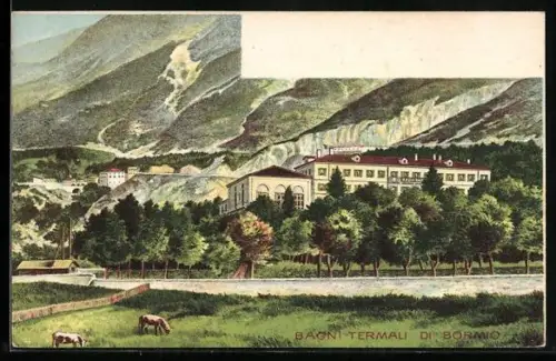 Künstler-AK Bormio, Bagni Termali