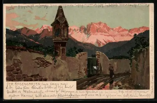 Künstler-AK Gries, Der Rosengarten