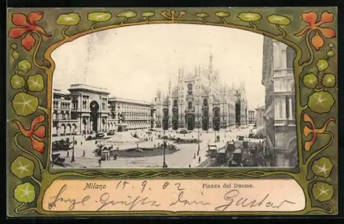 Lithographie Milano, Piazza del Duomo, Passepartout