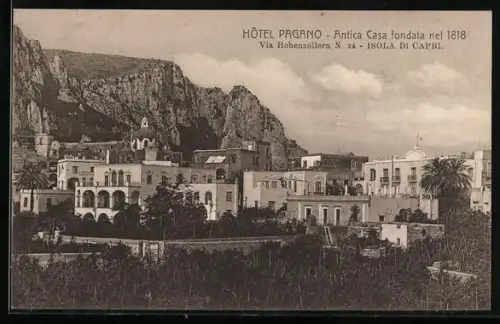 AK Isola di Capri, Hotel Pagano, Antica Casa fondata nel 1818, Via Hohenzollern N. 24