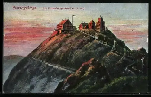 AK Schneekoppe /Riesengebirge, Blick zur Schneekoppe, Inh. Heinrich Pohl