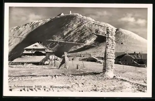 AK Schneekoppe /Riesengebirge, Die Schneekoppe im Winter